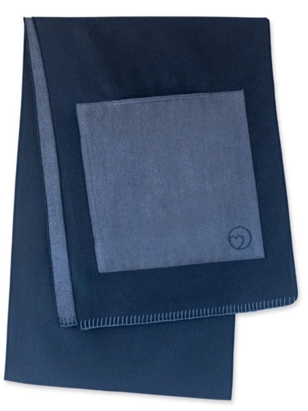 NWT Puffer Hug-Cashmitt Scarf- Navy Blue and Grey